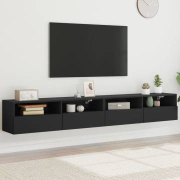 Stylish Black TV Wall Cabinets - 2 pcs | Hipomarket UK