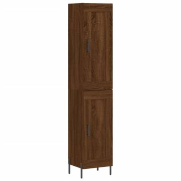 Stylish Highboard in Brown Oak - 34.5x34x180 cm