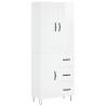 Stylish Highboard in High Gloss White - 69.5x34x180 cm