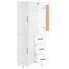 Stylish Highboard in High Gloss White - 69.5x34x180 cm