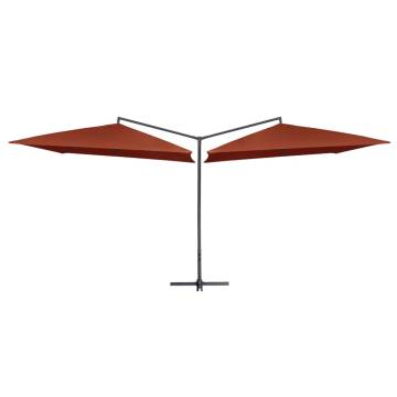 Double Parasol with Steel Pole 250x250 cm - Bordeaux Terracotta