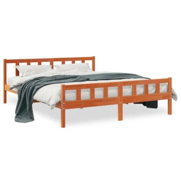 Bed Frame with Headboard Wax Brown 160x200 cm Solid Wood Pine