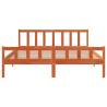 Bed Frame with Headboard Wax Brown 160x200 cm Solid Wood Pine