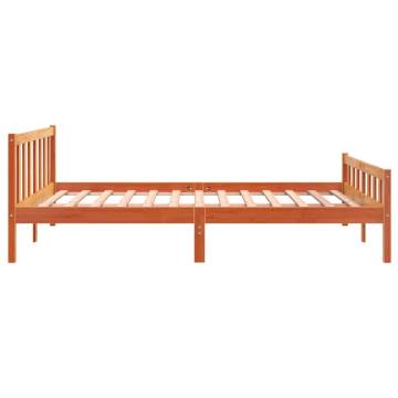 Bed Frame with Headboard Wax Brown 160x200 cm Solid Wood Pine