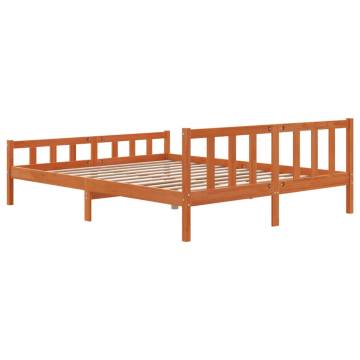 Bed Frame with Headboard Wax Brown 160x200 cm Solid Wood Pine