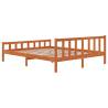 Bed Frame with Headboard Wax Brown 160x200 cm Solid Wood Pine