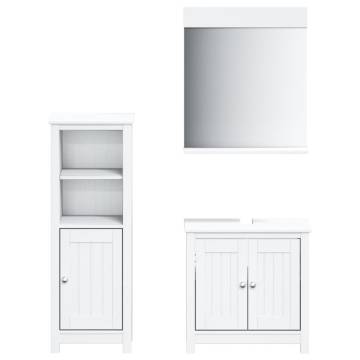 3 Piece Bathroom Furniture Set BERG - White Solid Pine