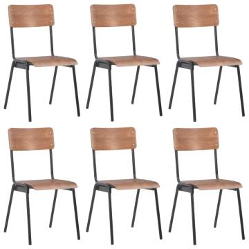 Elegant 6 Pcs Brown Plywood Dining Chairs Set