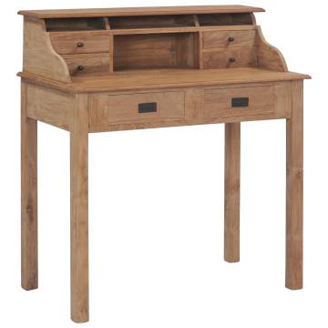 Solid Teak Wood Desk with 6 Drawers - 90x50x100 cm