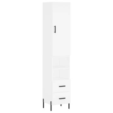 Stylish Highboard in White | 34.5x34x180 cm Engineered Wood