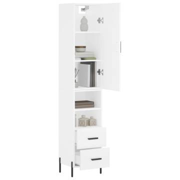 Stylish Highboard in White | 34.5x34x180 cm Engineered Wood