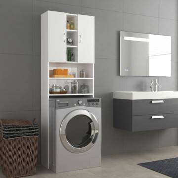 Washing Machine Cabinet High Gloss White - Stylish Storage