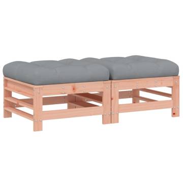 Stylish Garden Footstools with Cushions - 2pcs Solid Wood Douglas