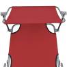 Folding Sun Lounger with Canopy - Red - Comfort & Style