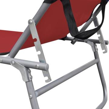 Folding Sun Lounger with Canopy - Red - Comfort & Style