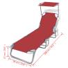 Folding Sun Lounger with Canopy - Red - Comfort & Style