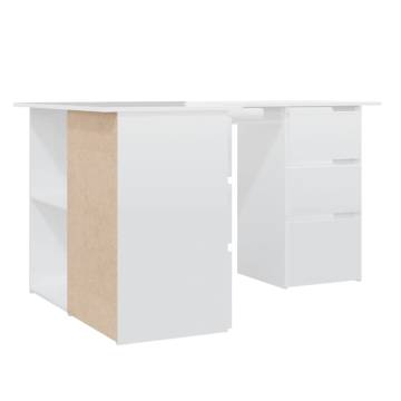 High Gloss White Corner Desk - Stylish & Durable 145x100 cm