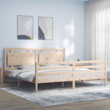 Super King Size Solid Wood Bed Frame with Headboard