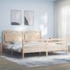 Bed Frame with Headboard Super King Size Solid Wood Colour natural Size 180 x 200 cm 