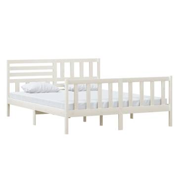 White Solid Wood Bed Frame 160x200 cm - Timeless Design