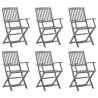 Folding Outdoor Chairs 6 pcs Solid Acacia Wood Colour grey Quantity in Package 6 Model with armrest Number of 1 