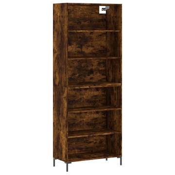 Stylish Highboard in Smoked Oak - 69.5x32.5x180 cm