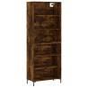 Stylish Highboard in Smoked Oak - 69.5x32.5x180 cm