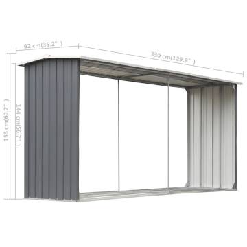 Durable Galvanised Steel Garden Log Storage Shed - 330x92x153 cm