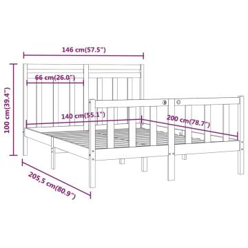 Solid Pine Bed Frame 140x200 cm | Classic Wooden Design