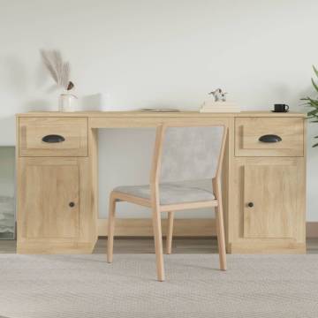 Elegant Desk with Cabinet in Sonoma Oak | Hipo Market