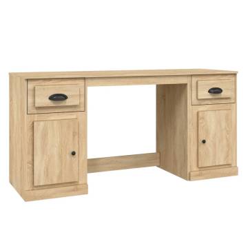 Elegant Desk with Cabinet in Sonoma Oak | Hipo Market