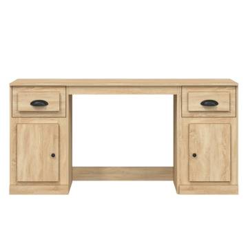 Elegant Desk with Cabinet in Sonoma Oak | Hipo Market