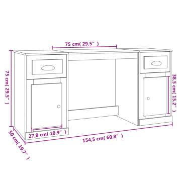 Elegant Desk with Cabinet in Sonoma Oak | Hipo Market