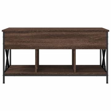 Stylish Brown Oak Coffee Table - Engineered Wood & Metal