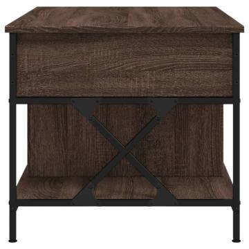 Stylish Brown Oak Coffee Table - Engineered Wood & Metal