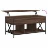 Stylish Brown Oak Coffee Table - Engineered Wood & Metal