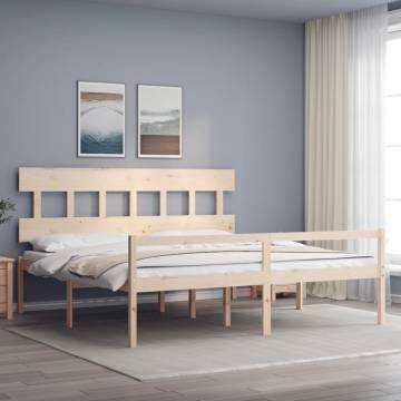 Solid Wood Bed Frame with Headboard 200x200 cm - Hipomarket