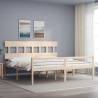 Bed Frame with Headboard 200x200 cm Solid Wood Colour natural Size 200 x 200 cm Model high 