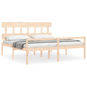 Solid Wood Bed Frame with Headboard 200x200 cm - Hipomarket