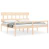 Solid Wood Bed Frame with Headboard 200x200 cm - Hipomarket