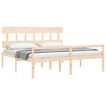 Solid Wood Bed Frame with Headboard 200x200 cm - Hipomarket