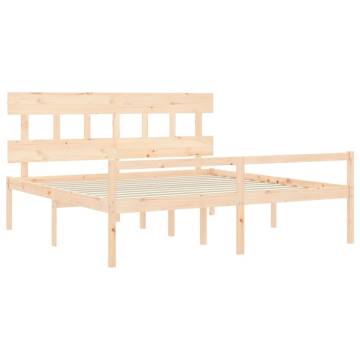 Solid Wood Bed Frame with Headboard 200x200 cm - Hipomarket