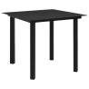 Modern Garden Dining Table 80x80cm in Black Steel & Glass