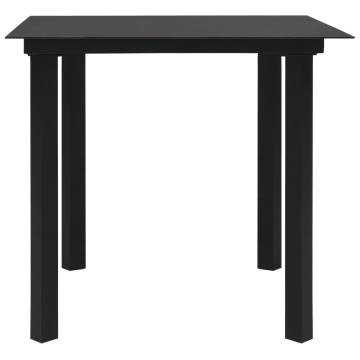 Modern Garden Dining Table 80x80cm in Black Steel & Glass