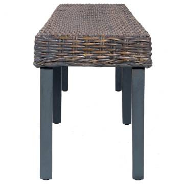 Grey Natural Kubu Rattan and Solid Mango Wood Bench - 160 cm