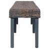 Grey Natural Kubu Rattan and Solid Mango Wood Bench - 160 cm