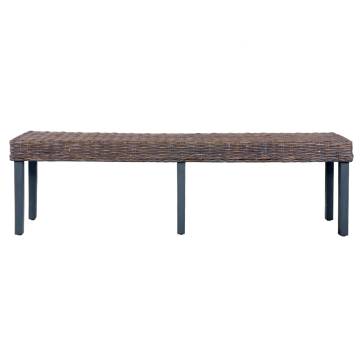 Grey Natural Kubu Rattan and Solid Mango Wood Bench - 160 cm