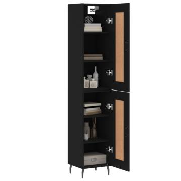 Stylish Highboard Black | 34.5x34x180 cm Engineered Wood