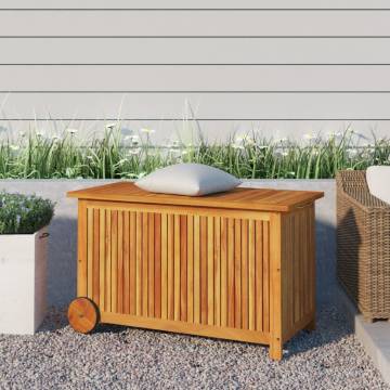 Garden Storage Box with Wheels - Solid Acacia 90x50x58 cm