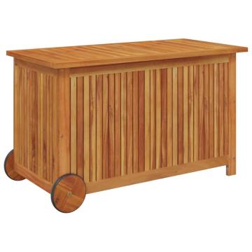 Garden Storage Box with Wheels - Solid Acacia 90x50x58 cm